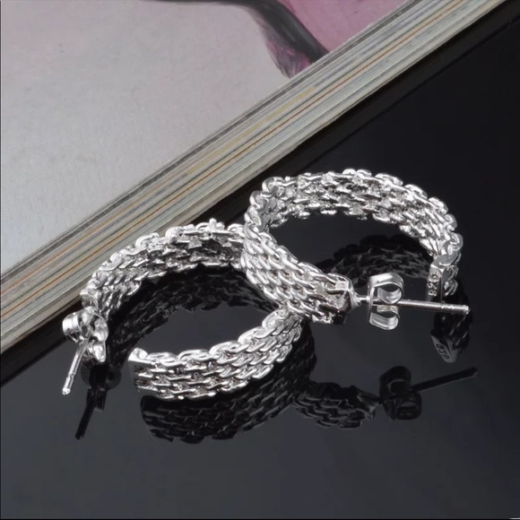 NEW 925 Sterling Silver Hoop Earrings - Picture 7 of 8